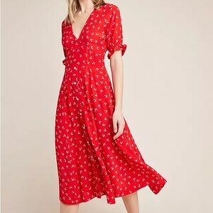 New Faithfull Jeanne Red Midi Dress S